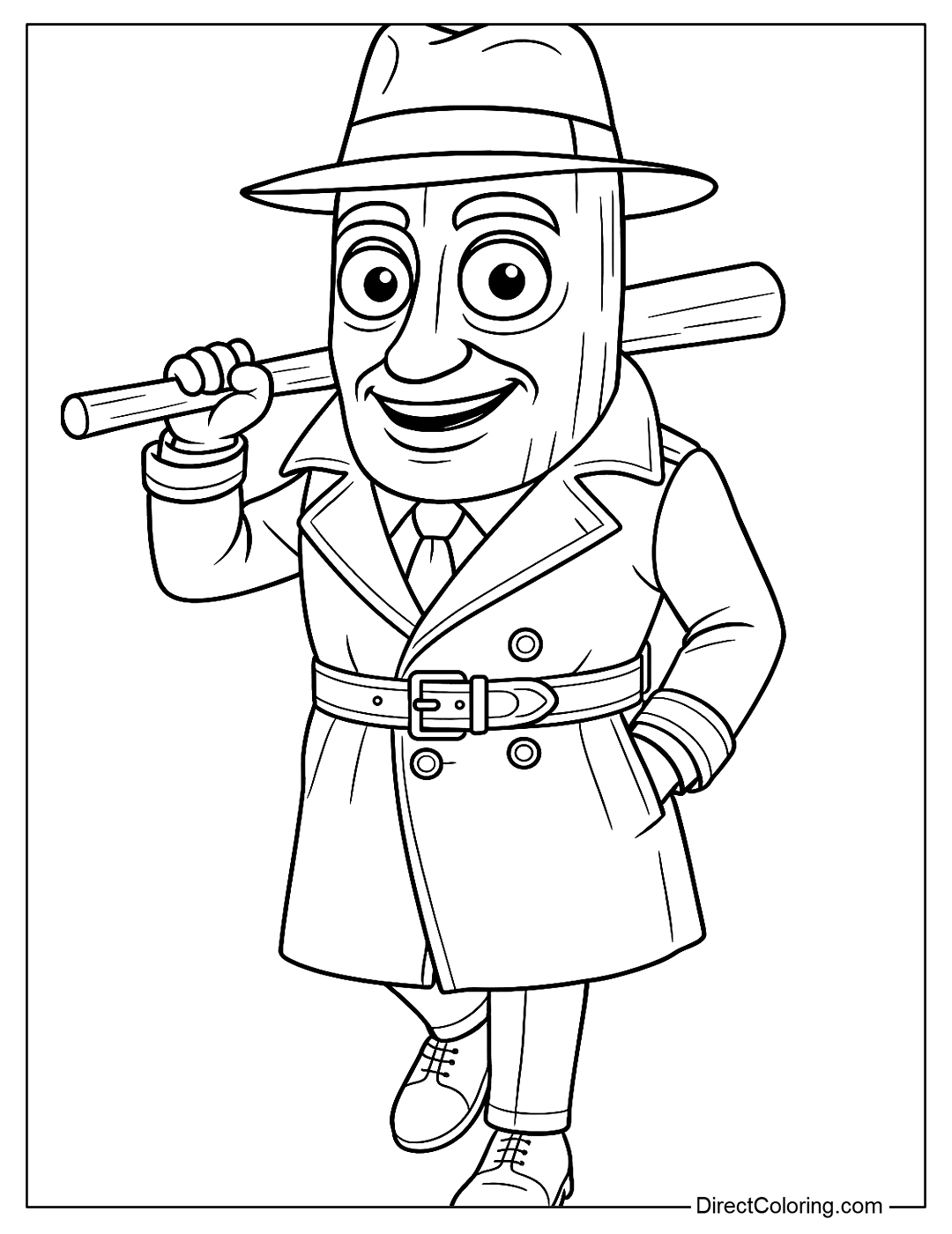 Tung Tung Tung Sahur with Baseball Bat Coloring Page